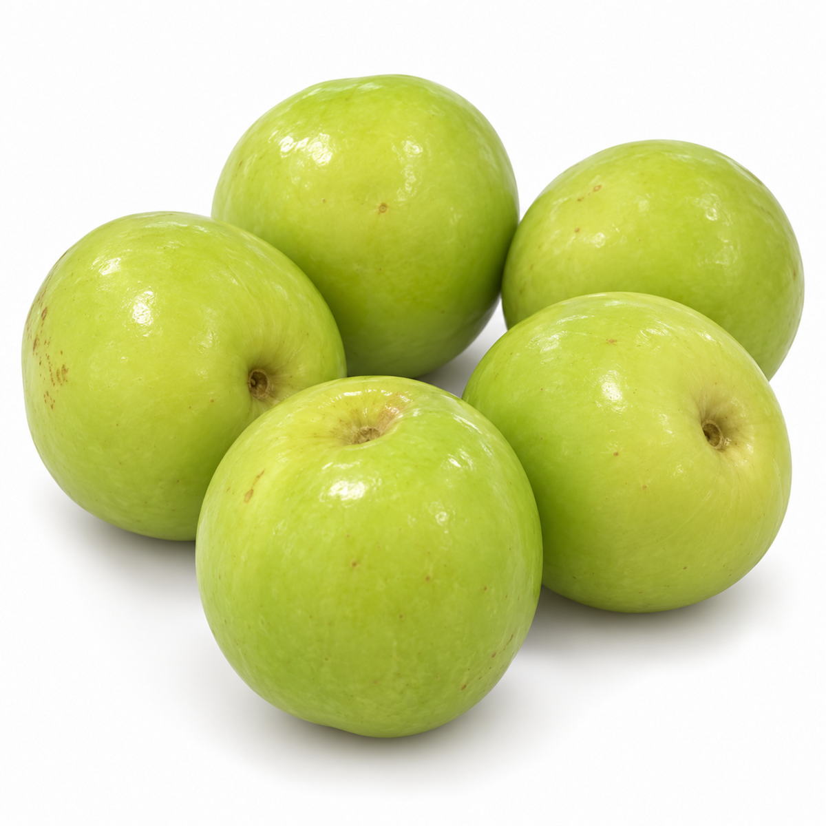 Large green Taiwan jujube stone apple fruits on a white background