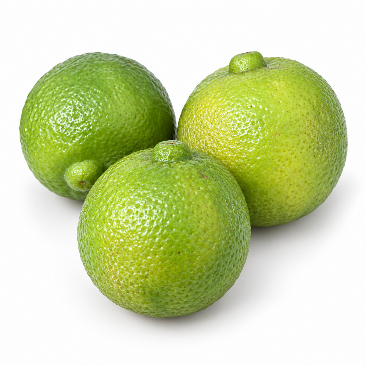 Whole green Sweet Lemon Citrus limetta fruits on white
