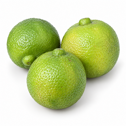 Whole green Sweet Lemon Citrus limetta fruits on white